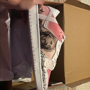 Custom Pink and White Sneakers